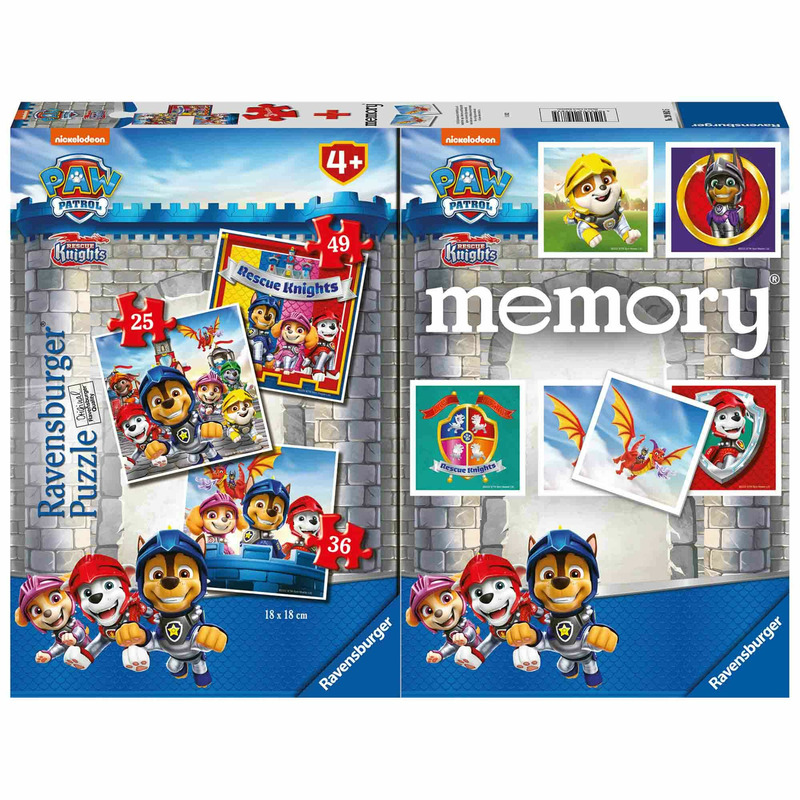 Puzzle si Joc Memory Patrula Catelusilor, 25/36/49 Piese