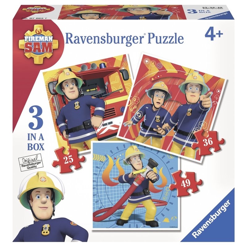Ravensburger - puzzle pompier sam, 25/36/49 piese