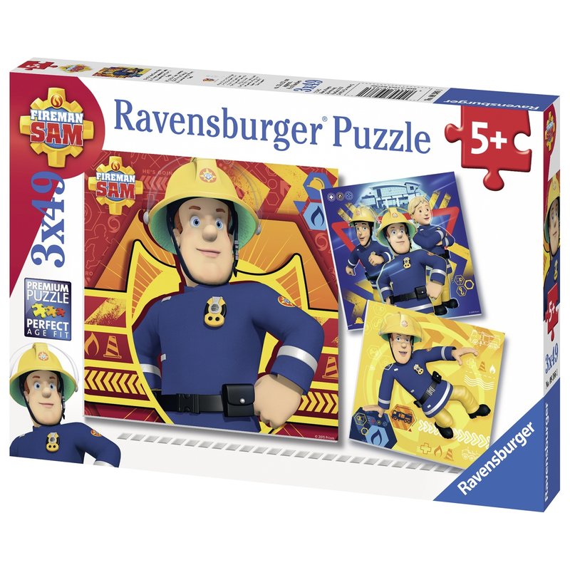 Ravensburger - Puzzle Sam in actiune, 3x49 piese