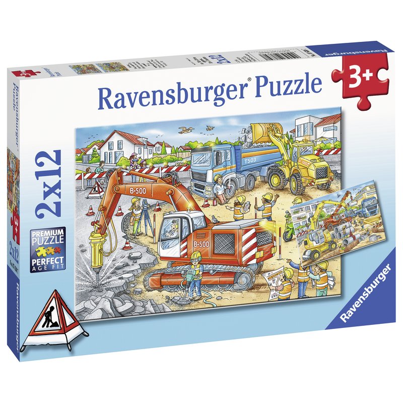 Ravensburger - Puzzle Santier in lucru, 2x12 piese