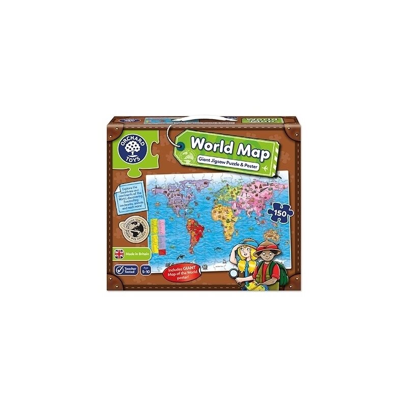 Orchard toys - puzzle si poster harta lumii, limba engleza, 150 piese