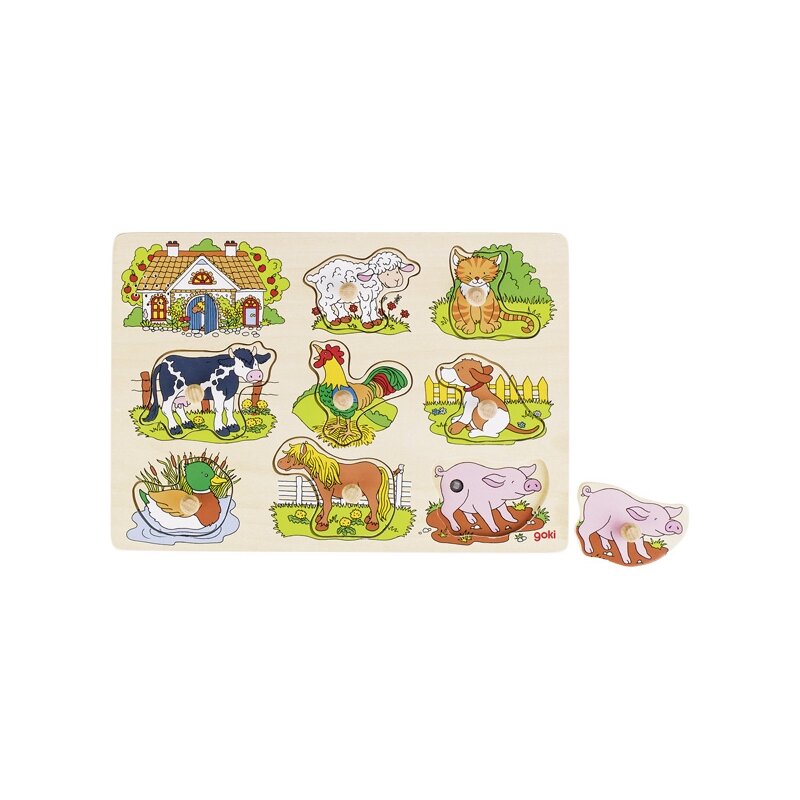 Goki - puzzle sonor animale ferma cu sunete electronice puzzle copii, piese8
