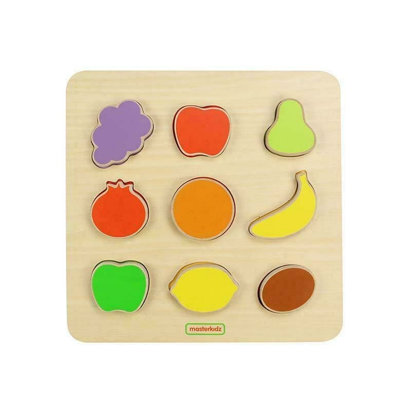 Masterkidz - puzzle sortator de forme (fructe) din lemn +2 ani
