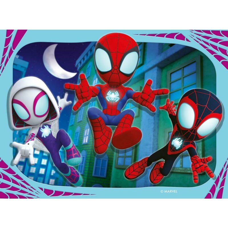 Puzzle personaje, Ravensburger, Spidey, 4 in 1, 12/16/20/24 piese, 3 ani+, Multicolor