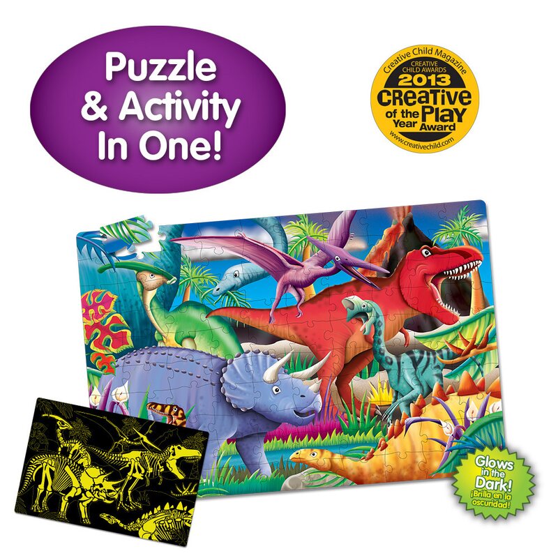 The learning journey - puzzle animale dinozauri straluceste in intuneric puzzle copii, piese 100