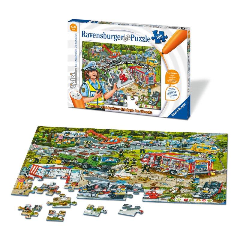 Ravensburger - puzzle vehicule strada in constructie tiptoi puzzle copii, piese 100