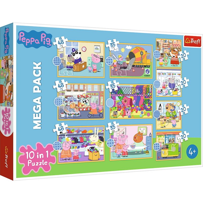 Trefl - PUZZLE TREFL 10IN1 INTALNESTE-O PE PEPPA PIG