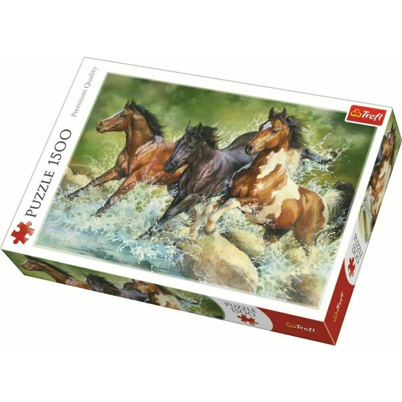 Trefl - Puzzle animale Trei cai salbatici , Puzzle Copii, piese 1500