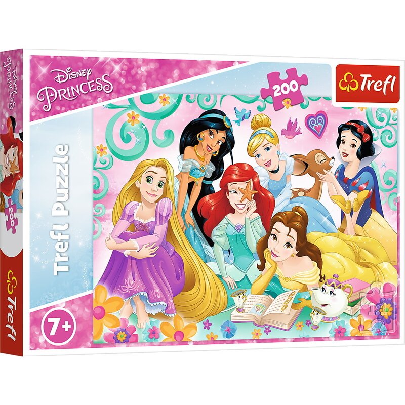 barbie si surorile ei intr o poveste cu ponei in romana Trefl - Puzzle personaje Printesele Disney Intr-o seara de poveste , Puzzle Copii, piese 200