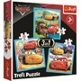 Trefl - Puzzle personaje Pregatiri pentru cursa Cars , Puzzle Copii , 3 in 1, piese 106, Multicolor - 1
