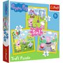 Trefl - Puzzle personaje Peppa pig O zi aniversara , Puzzle Copii , 3 in 1, piese 106, Multicolor - 1