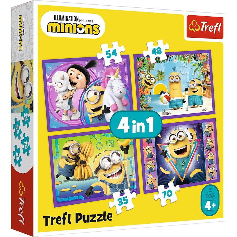 Trefl - Puzzle personaje In lumea minionilor , Puzzle Copii , 4 in 1, piese 207, Multicolor