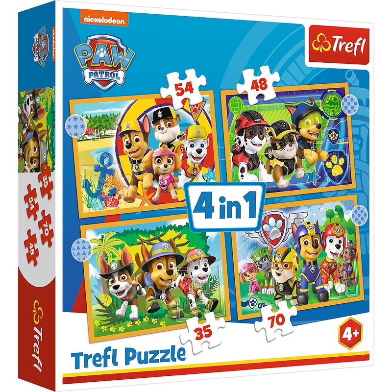 Trefl - PUZZLE 4IN1 PATRULA CATELUSILOR - SARBATORILE