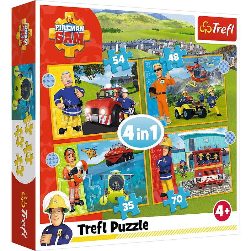 Trefl - PUZZLE 4IN1 POMPIERUL SAM - CURAJOSUL SAM