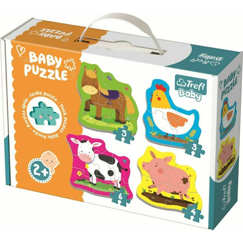 Trefl - Puzzle animale Baby clasic Animale la ferma , Puzzle Copii, piese 18, Multicolor