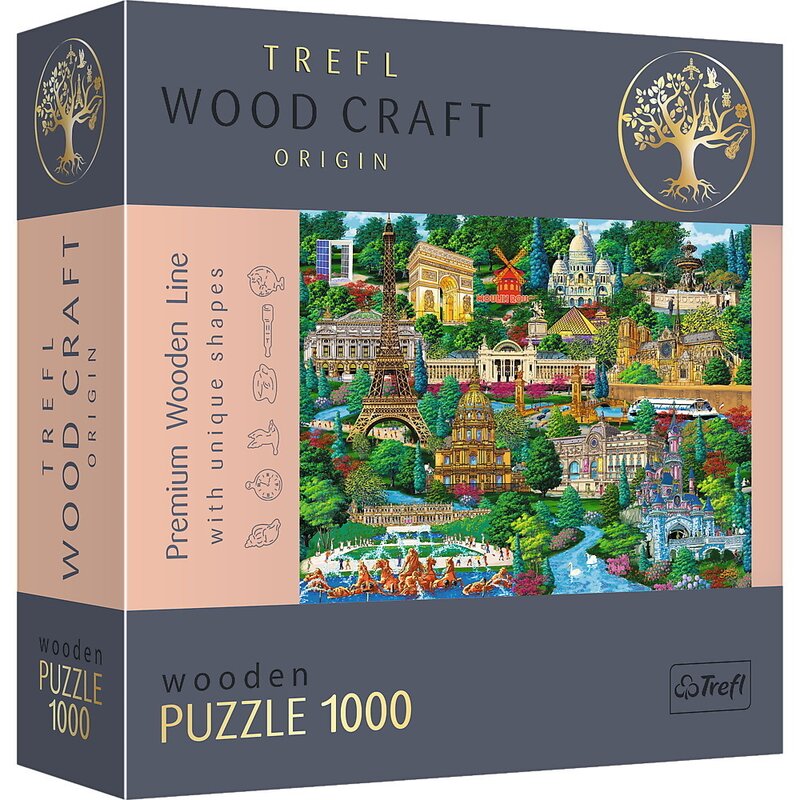 Trefl - PUZZLE DIN LEMN 1000 PIESE OBIECTIVE TURISTICE FAIMOASE DIN FRANTA