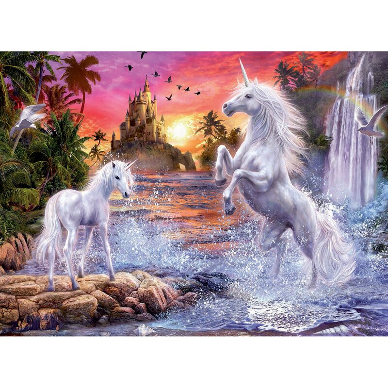 Ravensburger - puzzle personaje unicorni la rau starline puzzle copii, piese 500