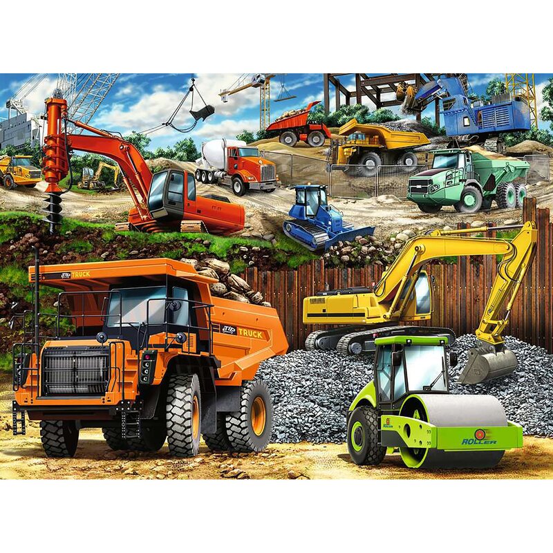 Ravensburger - puzzle vehicule de constructii puzzle copii, piese 100
