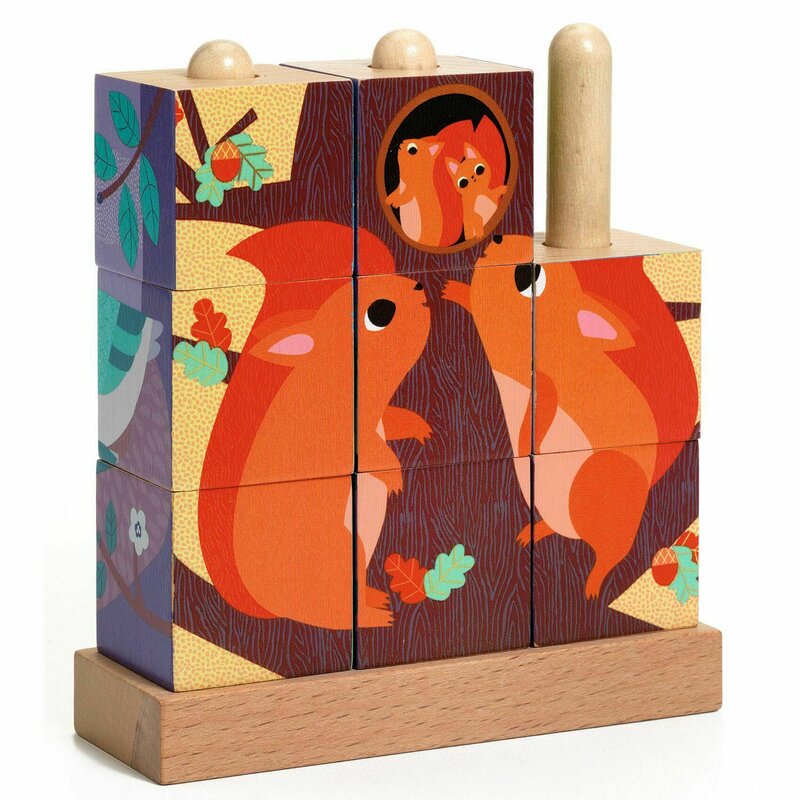 Djeco - puzzle vertical cu cuburi , puzz-up forest