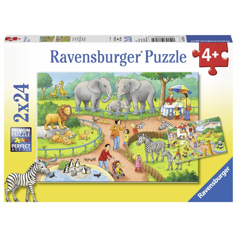 Ravensburger - Puzzle Zi la zoo, 2x24 piese