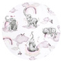 Qmini - Aparatoare pentru patut 120X60 cm, Din bumbac certificat Oeko Tex Standard 100, 180x30 cm, Cu panglici, Elephants on Rainbow Pink - 2