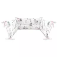 Aparatoare pentru patut, Qmini, Din bumbac certificat Oeko Tex Standard 100, 210x30 cm, Cu panglici, Elephants on Rainbow Pink