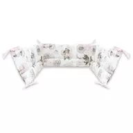 Aparatoare pentru patut, Qmini, Din bumbac certificat Oeko Tex Standard 100, 210x30 cm, Cu panglici, Teddy Bear and Friends Pink