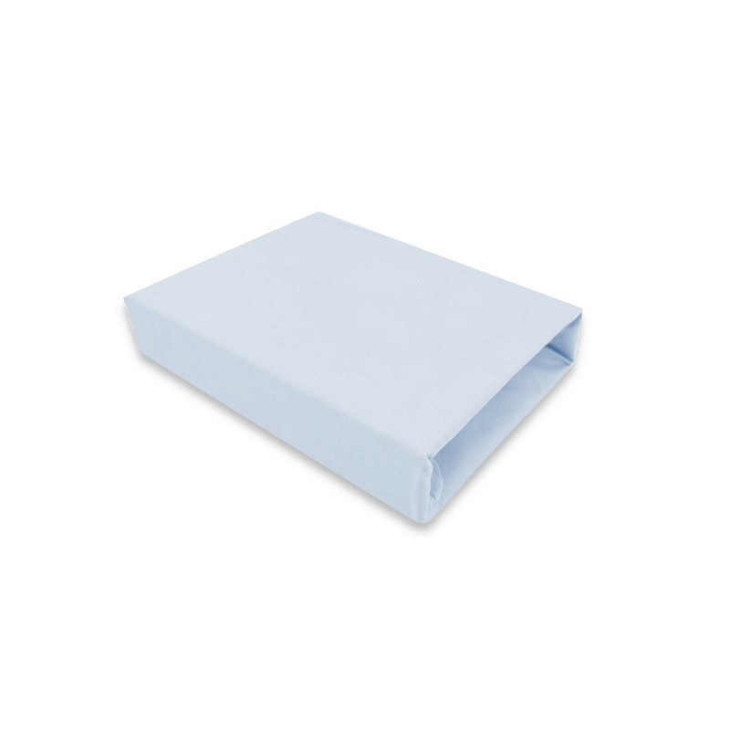 Cearceaf cu elastic, Qmini, Pentru patut leagan sau patut co-sleeper, Dimensiune 90x40 cm, Din bumbac jersey, Material certificat Oeko Tex Standard 100, Blue