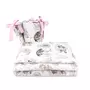 Lenjerie patut 3 piese, Qmini, Pentru patut 120x60 cm, Cu protectie laterala, Din bumbac certificat Oeko Tex Standard 100, Teddy Bear and Friends Pink - 1