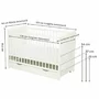 Patut din lemn bebe, 120x60 cm, Cu sertar, Cu sina speciala pentru dentitie, Multifunctional,  EN716-1, EN716-2, Alb, Qmini, Julia - 4