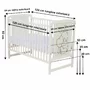 Patut din lemn, 120x60 cm, Din lemn de pin si mdf, Stabil si rezistent, Inaltime saltea reglabila pe 3 nivele, Laterala cu 3 bete detasabile, EN716-1, EN716-2, Alb, Qmini, Timmi Heart + Saltea 10 cm - 4