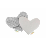 Qmini - Pernuta anticolici umpluta cu samburi de cirese, Cu doua fete, In forma de inima, Minky Light Grey