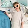Poncho baie, Qmini, Cu gluga, buzunar si urechi, Materiale certificate Oeko Tex Standard 100, 4 - 7 ani, Heather - 6