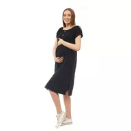 Rochie pentru gravide si pentru alaptare, Qmini, L/XL, Din in si poliester, Confortabila si lejera, Black