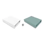 Set 2 cearceafuri cu elastic, Qmini, Pentru patut leagan sau patut co-sleeper, 90x40 cm, Din bumbac, Material certificat Oeko Tex Standard 100, White and Dark Mint - 3