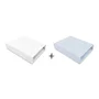Set 2 cearceafuri cu elastic, Qmini, Pentru patut leagan sau patut co-sleeper, 90x50 cm, Din bumbac, Material certificat Oeko Tex Standard 100, White and Blue - 3