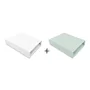 Set 2 cearceafuri cu elastic, Qmini, Pentru patut leagan sau patut co-sleeper, 90x50 cm, Din bumbac, Material certificat Oeko Tex Standard 100, White and Cold Mint