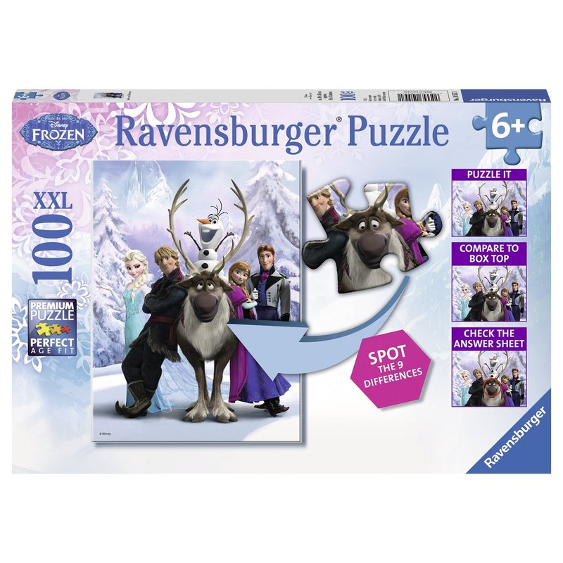 Ravensburger - Puzzle Frozen Gaseste diferenta, 100 piese