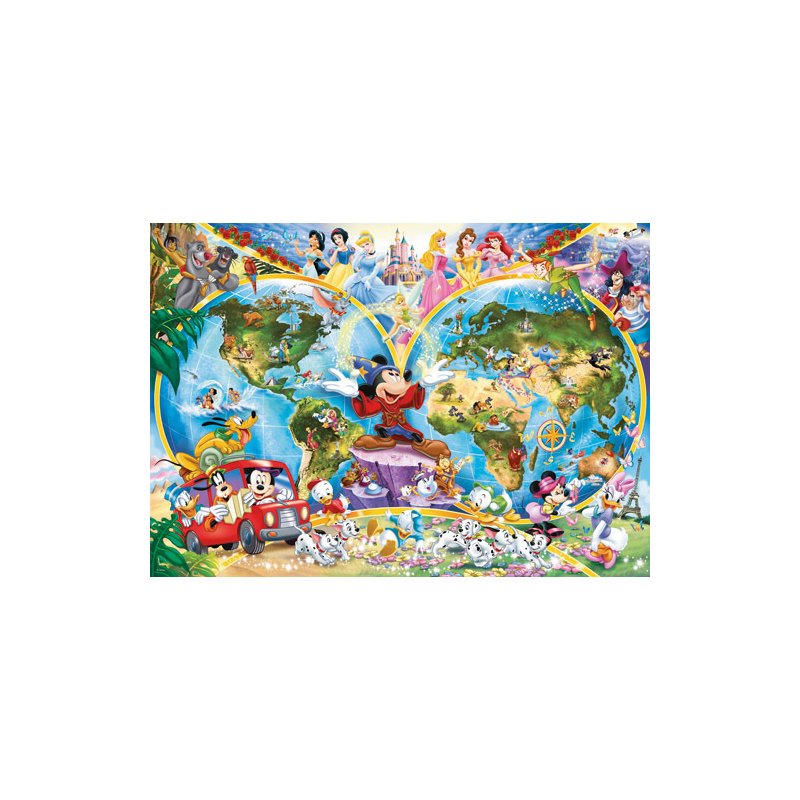 Ravensburger - Puzzle harta lumii Disney, 1000 piese