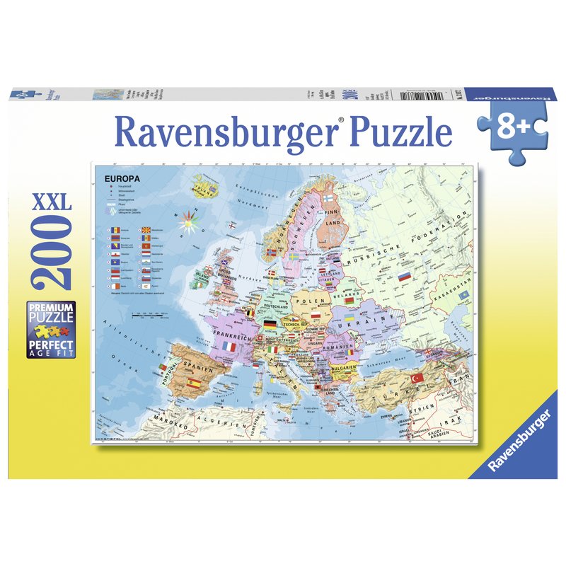 Ravensburger - Puzzle harta politica a europei, 200 piese