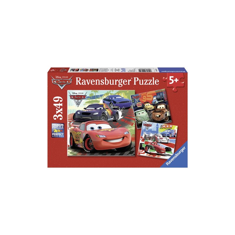 Ravensburger - Puzzle Lumea masinilor de curse, 3x49 piese