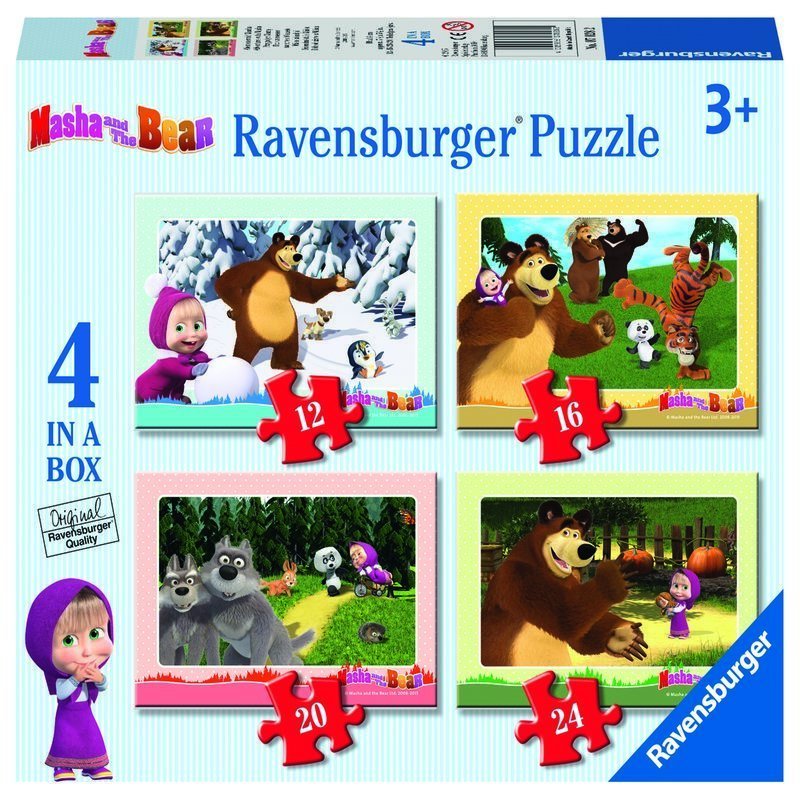 Ravensburger - Puzzle Masha si Ursul, 4 buc in cutie, 12/16/20/24 piese