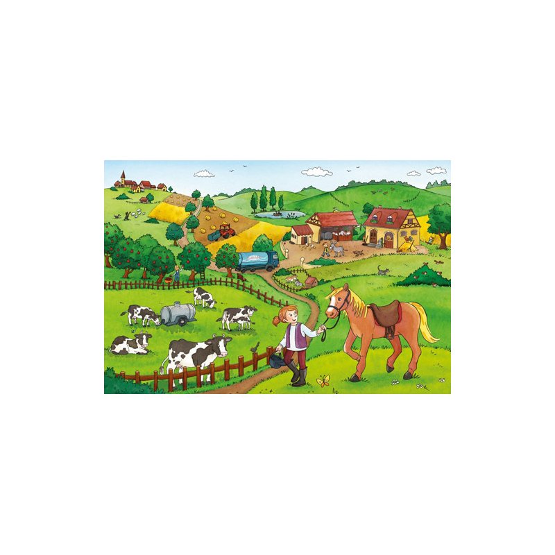 Ravensburger - puzzle munca la ferma, 2x12 piese