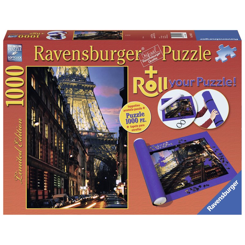 Ravensburger - Puzzle Paris, 1000 piese + suport pentru rulat