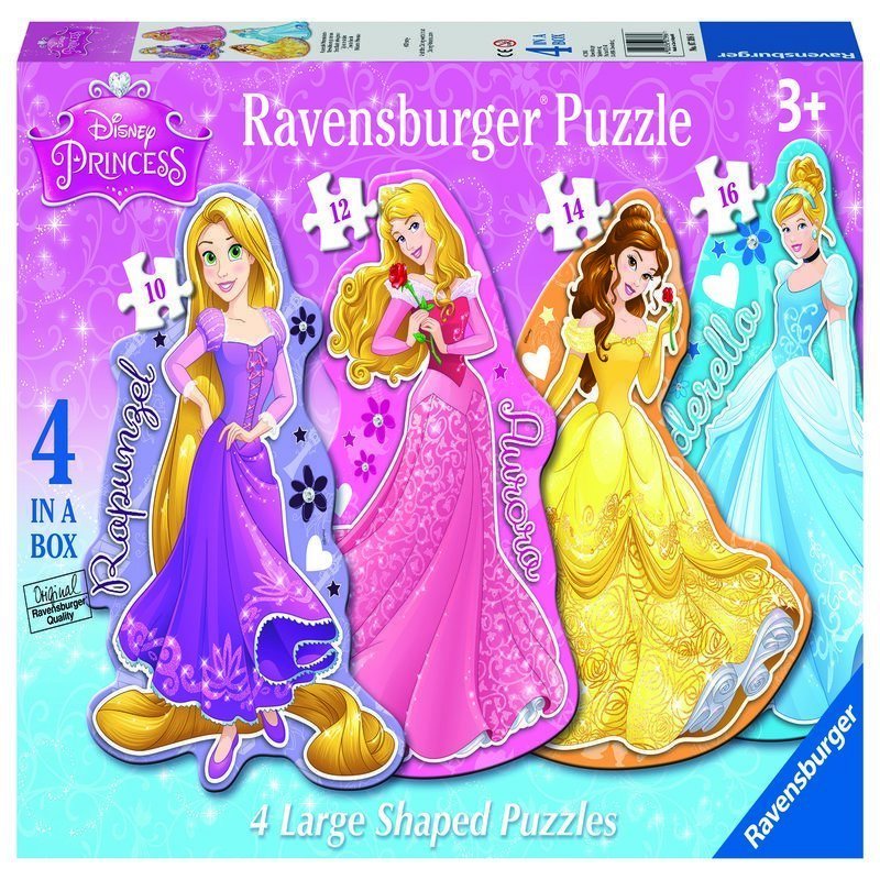 Ravensburger - Puzzle Printesele Disney, 4 buc in cutie, 10/12/14/16 piese