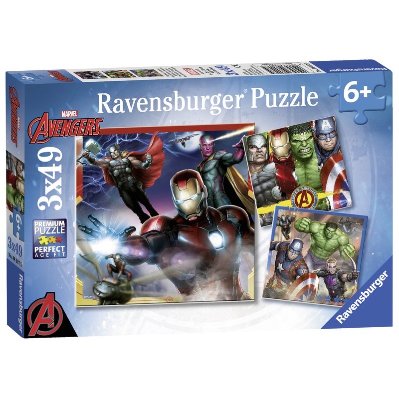 Ravensburger - Puzzle Razbunatorii, 3x49 piese