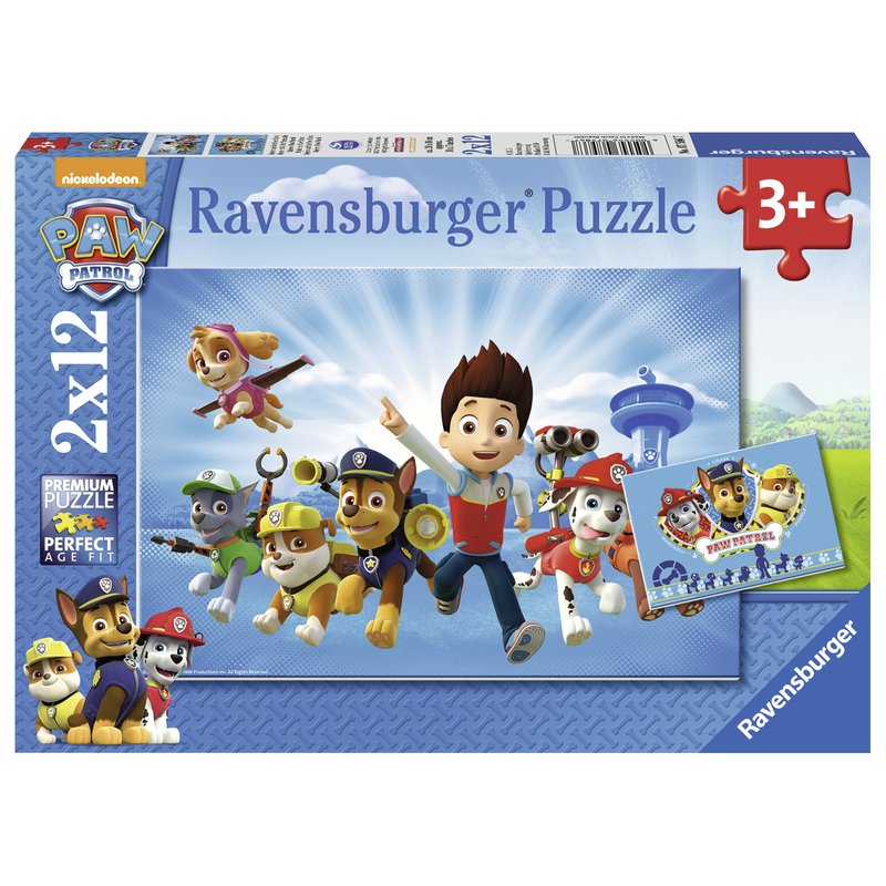 Ravensburger - Puzzle Ryder si Patrula catelusilor, 2x12 piese