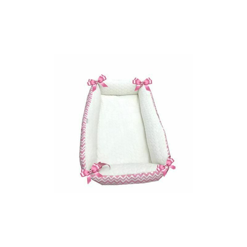 Deseda - reductor bebe bed nest cu 2 fete cocolino - bumbac roz - alb