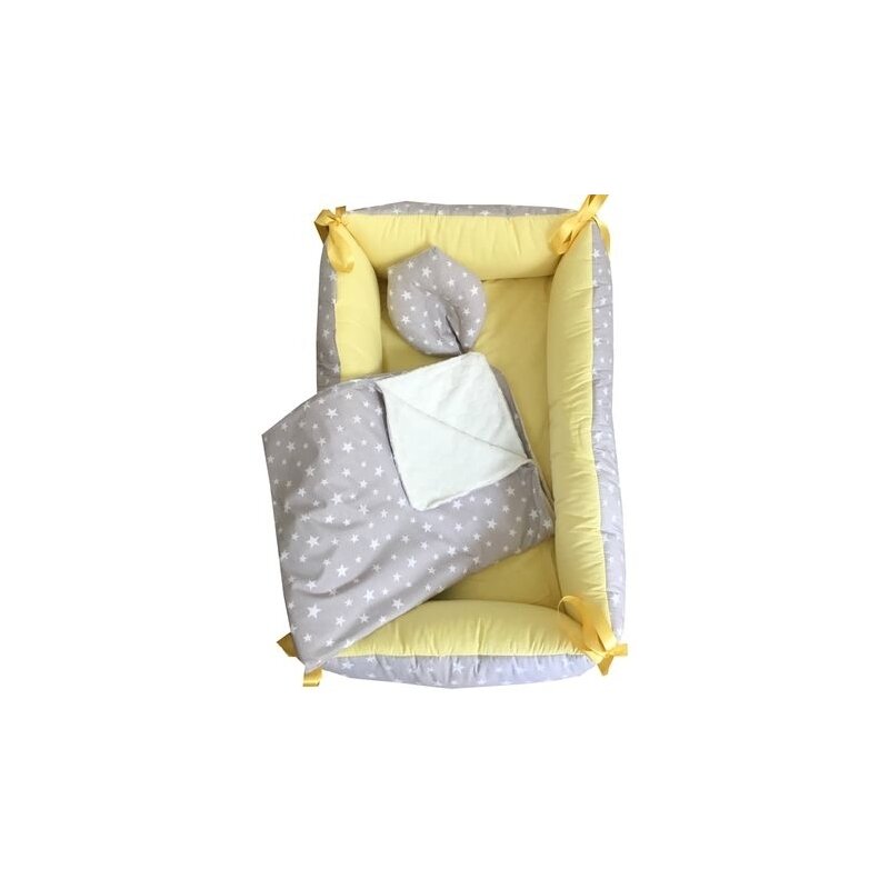Deseda - reductor bebe bed nest cu paturica si pernuta antiplagiocefalie stelute pe gri