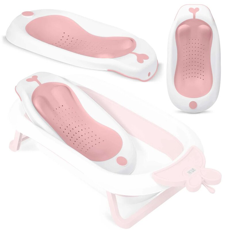 Sezlong de baie, Ricokids, Cu forma ergonomica, Cu ventuze, 58.5 x 39 cm, White and Pink